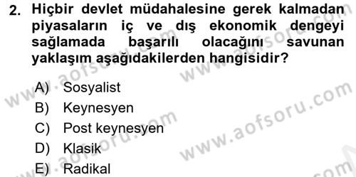 Maliye Politikası 1 Dersi 2018 - 2019 Yılı (Vize) Ara Sınav Soruları 2. Soru