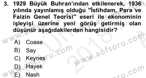Maliye Politikası 1 Dersi 2018 - 2019 Yılı (Vize) Ara Sınav Soruları 3. Soru