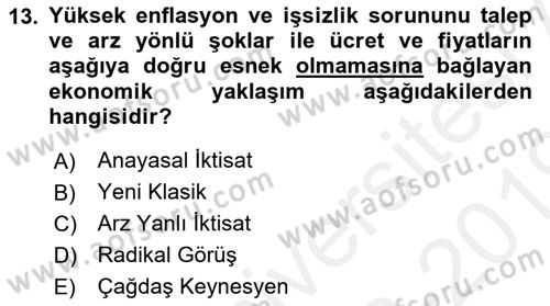Maliye Politikası 1 Dersi 2018 - 2019 Yılı (Final) Dönem Sonu Sınav Soruları 13. Soru