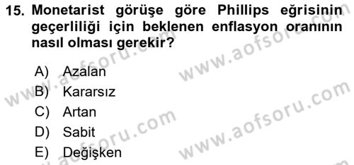 Maliye Politikası 1 Dersi 2018 - 2019 Yılı (Final) Dönem Sonu Sınav Soruları 15. Soru