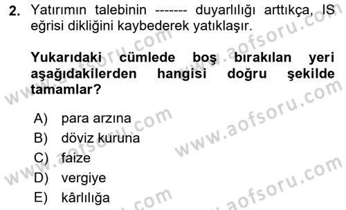 Maliye Politikası 1 Dersi 2018 - 2019 Yılı (Final) Dönem Sonu Sınav Soruları 2. Soru