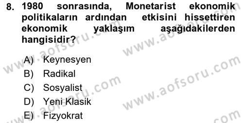 Maliye Politikası 1 Dersi 2018 - 2019 Yılı Yaz Okulu Sınav Soruları 8. Soru