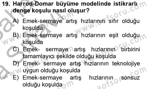 Maliye Politikası 2 Dersi 2012 - 2013 Yılı (Vize) Ara Sınav Soruları 19. Soru