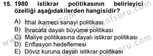 Maliye Politikası 2 Dersi 2012 - 2013 Yılı (Final) Dönem Sonu Sınav Soruları 15. Soru