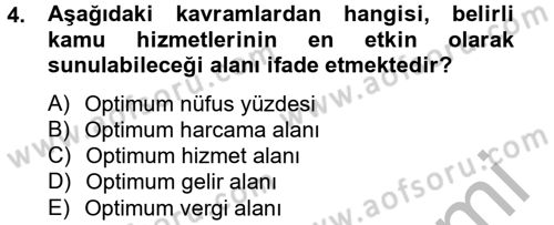 Maliye Politikası 2 Dersi 2012 - 2013 Yılı (Final) Dönem Sonu Sınav Soruları 4. Soru