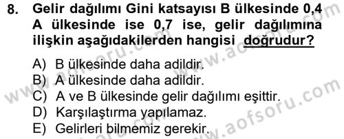 Maliye Politikası 2 Dersi 2012 - 2013 Yılı (Final) Dönem Sonu Sınav Soruları 8. Soru