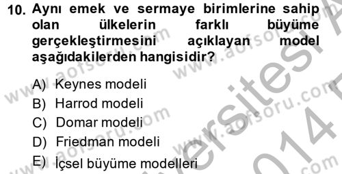 Maliye Politikası 2 Dersi 2013 - 2014 Yılı (Vize) Ara Sınav Soruları 10. Soru