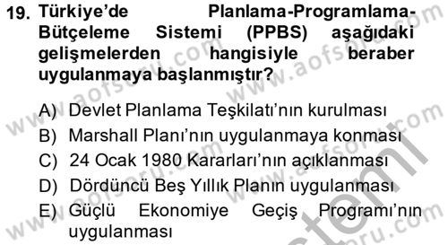 Maliye Politikası 2 Dersi 2013 - 2014 Yılı (Vize) Ara Sınav Soruları 19. Soru