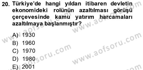 Maliye Politikası 2 Dersi 2013 - 2014 Yılı (Vize) Ara Sınav Soruları 20. Soru