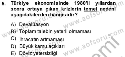 Maliye Politikası 2 Dersi 2013 - 2014 Yılı (Vize) Ara Sınav Soruları 5. Soru