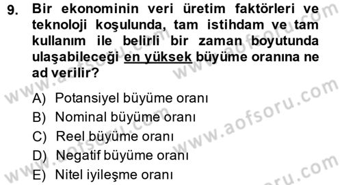 Maliye Politikası 2 Dersi 2013 - 2014 Yılı (Vize) Ara Sınav Soruları 9. Soru