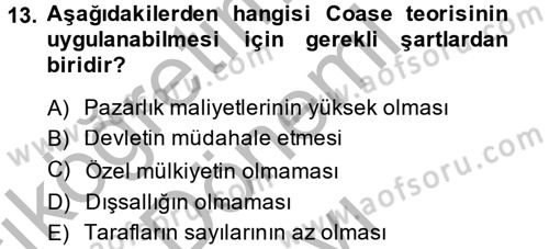 Maliye Politikası 2 Dersi 2013 - 2014 Yılı (Final) Dönem Sonu Sınav Soruları 13. Soru