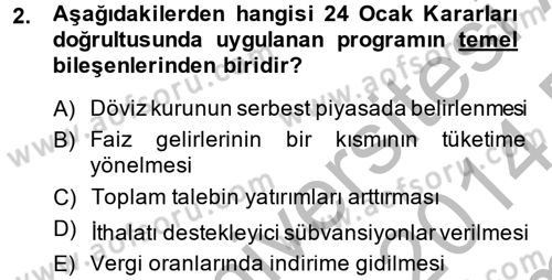 Maliye Politikası 2 Dersi 2013 - 2014 Yılı (Final) Dönem Sonu Sınav Soruları 2. Soru