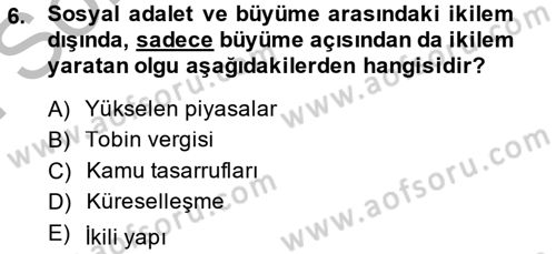 Maliye Politikası 2 Dersi 2013 - 2014 Yılı (Final) Dönem Sonu Sınav Soruları 6. Soru