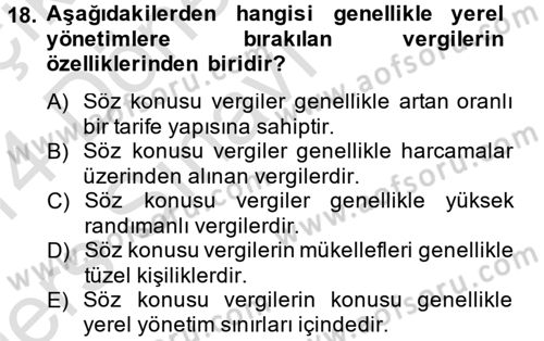 Maliye Politikası 2 Dersi 2013 - 2014 Yılı Tek Ders Sınav Soruları 18. Soru