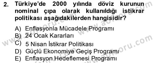 Maliye Politikası 2 Dersi 2013 - 2014 Yılı Tek Ders Sınav Soruları 2. Soru