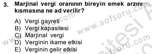 Maliye Politikası 2 Dersi 2013 - 2014 Yılı Tek Ders Sınav Soruları 3. Soru