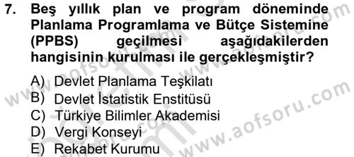 Maliye Politikası 2 Dersi 2013 - 2014 Yılı Tek Ders Sınav Soruları 7. Soru