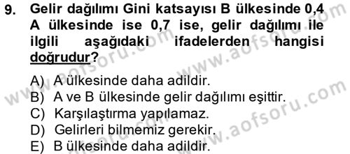 Maliye Politikası 2 Dersi 2013 - 2014 Yılı Tek Ders Sınav Soruları 9. Soru