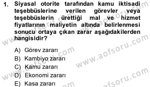 Maliye Politikası 2 Dersi 2014 - 2015 Yılı (Vize) Ara Sınav Soruları 1. Soru
