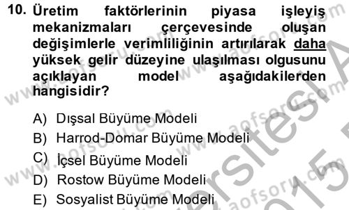 Maliye Politikası 2 Dersi 2014 - 2015 Yılı (Vize) Ara Sınav Soruları 10. Soru