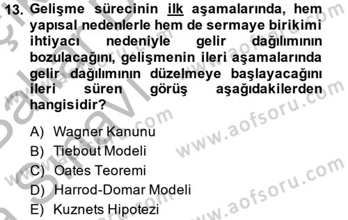 Maliye Politikası 2 Dersi 2014 - 2015 Yılı (Vize) Ara Sınav Soruları 13. Soru