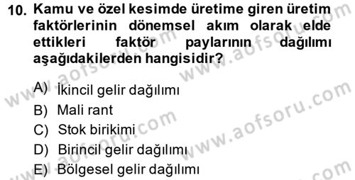 Maliye Politikası 2 Dersi 2014 - 2015 Yılı Tek Ders Sınav Soruları 10. Soru