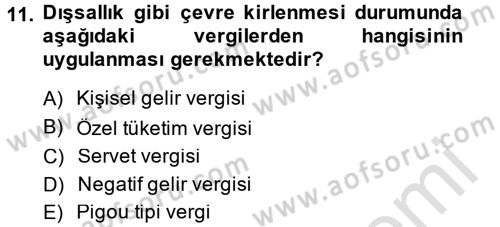 Maliye Politikası 2 Dersi 2014 - 2015 Yılı Tek Ders Sınav Soruları 11. Soru