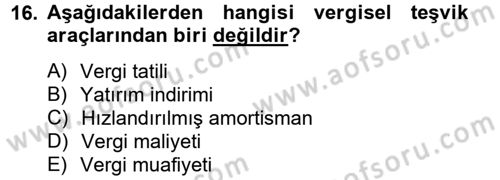 Maliye Politikası 2 Dersi 2014 - 2015 Yılı Tek Ders Sınav Soruları 16. Soru