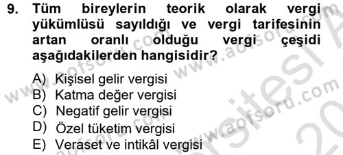Maliye Politikası 2 Dersi 2014 - 2015 Yılı Tek Ders Sınav Soruları 9. Soru