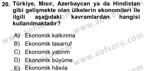 Maliye Politikası 2 Dersi 2015 - 2016 Yılı (Vize) Ara Sınav Soruları 20. Soru