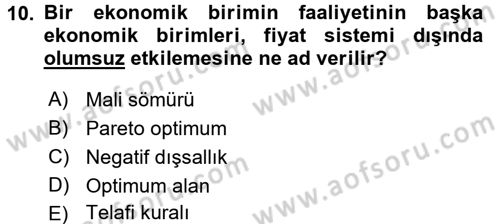 Maliye Politikası 2 Dersi 2015 - 2016 Yılı (Final) Dönem Sonu Sınav Soruları 10. Soru