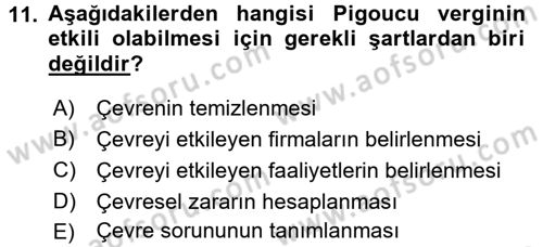Maliye Politikası 2 Dersi 2015 - 2016 Yılı (Final) Dönem Sonu Sınav Soruları 11. Soru