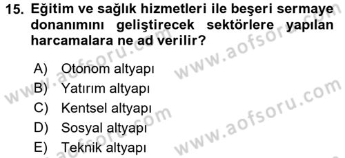 Maliye Politikası 2 Dersi 2015 - 2016 Yılı (Final) Dönem Sonu Sınav Soruları 15. Soru