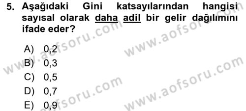 Maliye Politikası 2 Dersi 2015 - 2016 Yılı (Final) Dönem Sonu Sınav Soruları 5. Soru