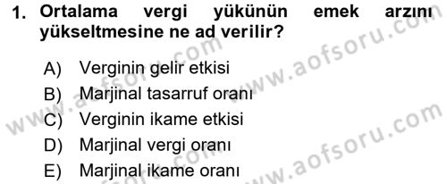 Maliye Politikası 2 Dersi 2015 - 2016 Yılı Tek Ders Sınav Soruları 1. Soru