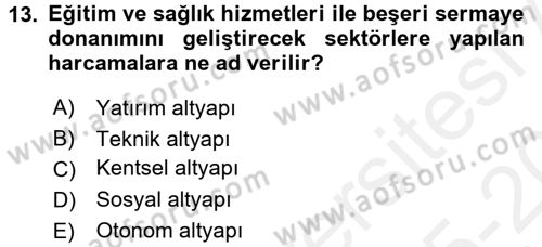 Maliye Politikası 2 Dersi 2015 - 2016 Yılı Tek Ders Sınav Soruları 13. Soru