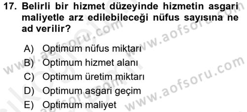 Maliye Politikası 2 Dersi 2015 - 2016 Yılı Tek Ders Sınav Soruları 17. Soru