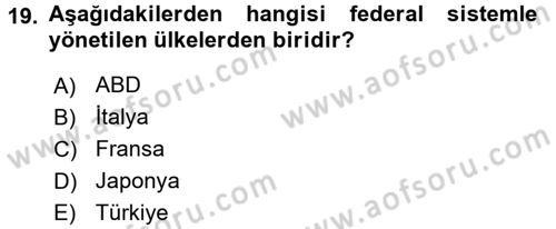 Maliye Politikası 2 Dersi 2015 - 2016 Yılı Tek Ders Sınav Soruları 19. Soru