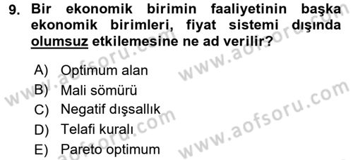 Maliye Politikası 2 Dersi 2015 - 2016 Yılı Tek Ders Sınav Soruları 9. Soru