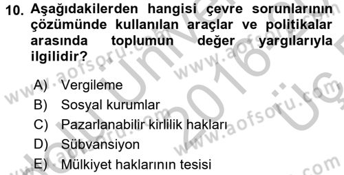 Maliye Politikası 2 Dersi 2016 - 2017 Yılı 3 Ders Sınav Soruları 10. Soru