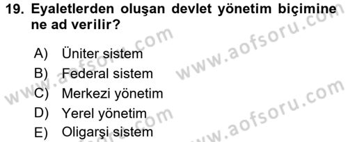 Maliye Politikası 2 Dersi 2016 - 2017 Yılı 3 Ders Sınav Soruları 19. Soru