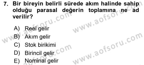 Maliye Politikası 2 Dersi 2016 - 2017 Yılı 3 Ders Sınav Soruları 7. Soru