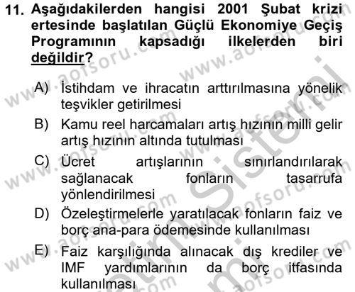 Maliye Politikası 2 Dersi 2016 - 2017 Yılı (Vize) Ara Sınav Soruları 11. Soru