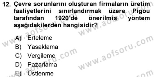 Maliye Politikası 2 Dersi 2016 - 2017 Yılı (Final) Dönem Sonu Sınav Soruları 12. Soru