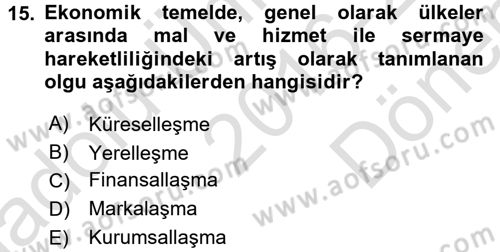 Maliye Politikası 2 Dersi 2016 - 2017 Yılı (Final) Dönem Sonu Sınav Soruları 15. Soru