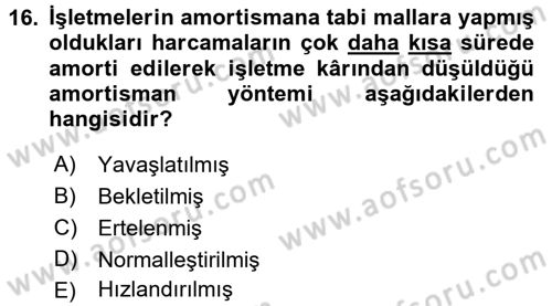 Maliye Politikası 2 Dersi 2016 - 2017 Yılı (Final) Dönem Sonu Sınav Soruları 16. Soru