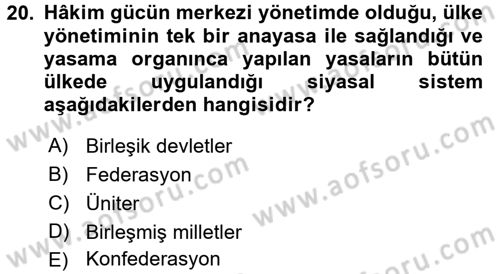 Maliye Politikası 2 Dersi 2016 - 2017 Yılı (Final) Dönem Sonu Sınav Soruları 20. Soru