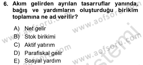 Maliye Politikası 2 Dersi 2016 - 2017 Yılı (Final) Dönem Sonu Sınav Soruları 6. Soru