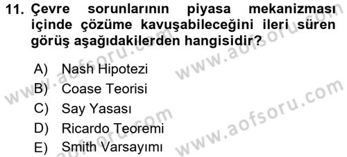 Maliye Politikası 2 Dersi 2017 - 2018 Yılı 3 Ders Sınav Soruları 11. Soru